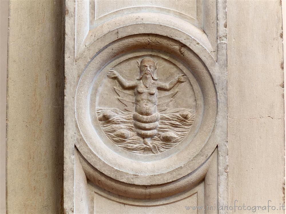 Brugherio (Monza e Brianza, Italy) - Medallion depicting a seamonster in the Church of San Lucio in Moncucco